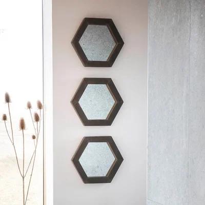 Dunelm Garfield Grey 31x36cm Set of 3 Wall Mirrors Grey