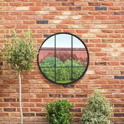 Dunelm Circulus Metal Round Window Indoor Outdoor Wall Mirror Black