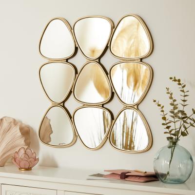 Dunelm Pebble Mirrored Wall Art Gold Effect