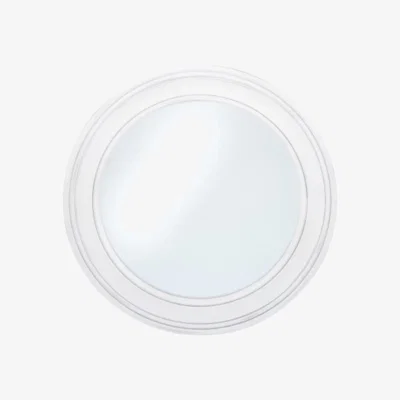 Furniture123 Kamala Washed White Wood Round Wall Mirror Small