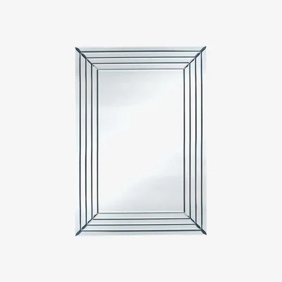 Furniture123 Sawyer Mirrored Glass Art Deco Rectangle Wall Mirror