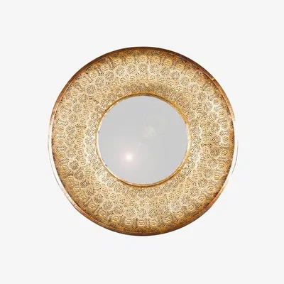 Furniture123 Coen Gold Metal Round Wall Mirror
