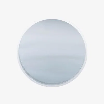 Furniture123 Coen Glossy White Wood Round Wall Mirror