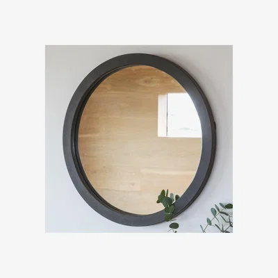 Furniture123 Small Round Wall Mirror in Grey