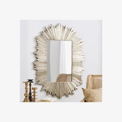 Furniture123 Herzfeld Rectangular Pale Gold Wall Hanging Mirror