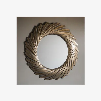 Furniture123 Round Mirror Gold Verdigree - Caspian House