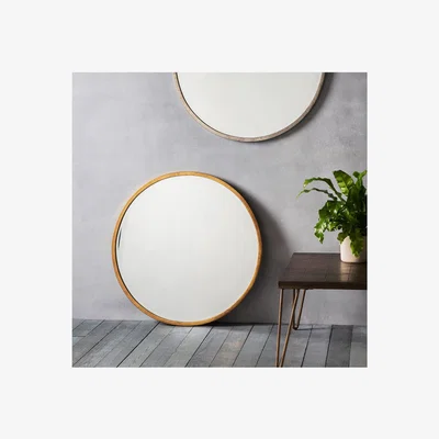Furniture123 Round Antique Gold Mirror