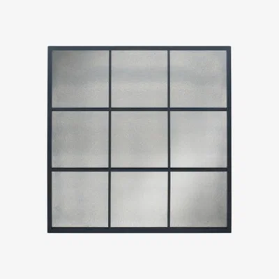 Furniture123 Cody Matt Black Metal 9 Pane Mirror with Foxed Glass