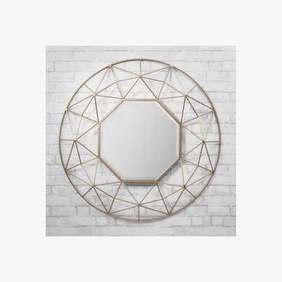 Furniture123 Andromeda 3D Gold Metal Frame Wall Mirror - Caspian House