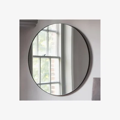 Furniture123 Round Mirror with Black Frame - Caspian House