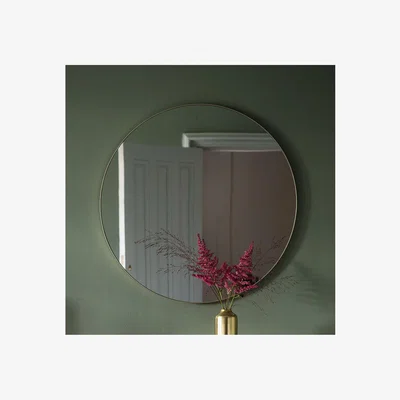 Furniture123 Round Mirror with Champagne Frame - Caspian House
