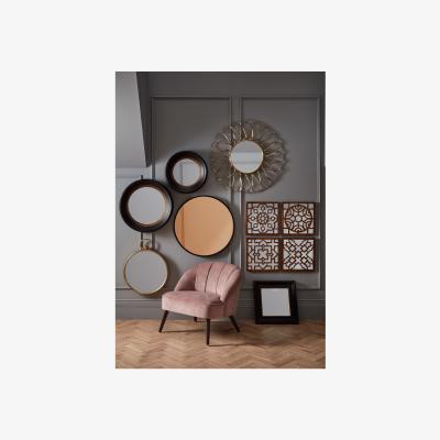 Furniture123 Coen Antique Gold Metal Petal Design Round Wall Mirror