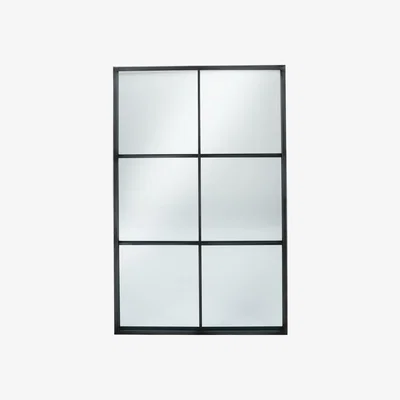 Furniture123 Cody Antique Black Metal 6 Section Wall Mirror