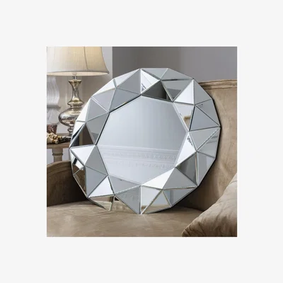 Furniture123 Zaragoza Facet Round Wall Mirror - Caspian House