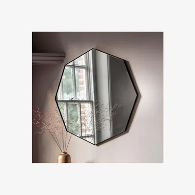 Furniture123 Octagon Mirror with Black Frame - Caspian House