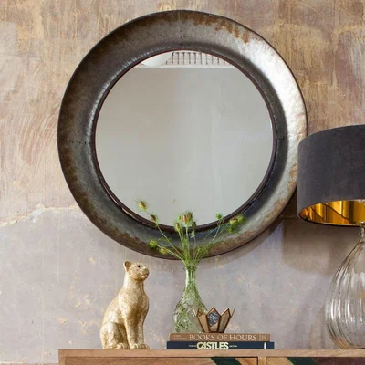 Graham & Green Distressed Round Mirror