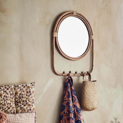 Graham & Green Rattan Mirror with Hooks