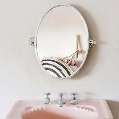Graham & Green Otto Antique Silver Oval Tilting Mirror
