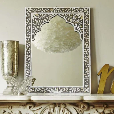 Graham & Green Mandir Grey Mother of Pearl Mirror