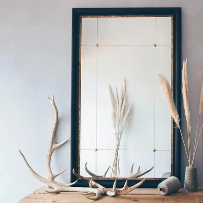 Graham & Green Alexander Black and Gold Rustic Portrait Mirror