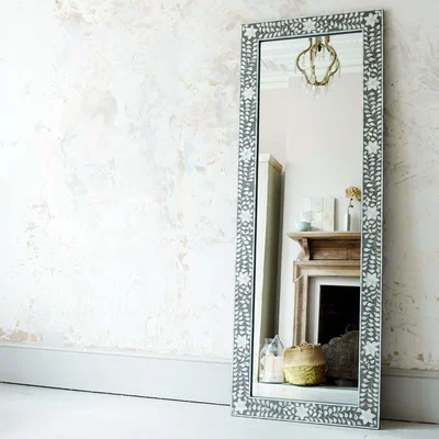 Graham & Green Classic Grey Mother of Pearl Floor Mirror