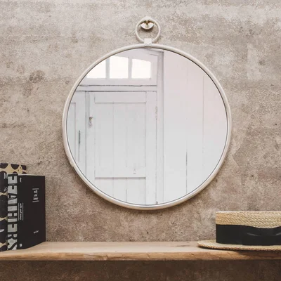 Graham & Green Medium Antique Silver Pendant Mirror