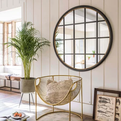 Graham & Green Circular Window Pane Mirror