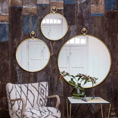 Graham & Green Small Antiqued Gold Pendant Mirror