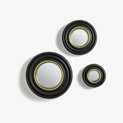 Habitat Habitat Porthole Round Wall Mirror - Black - Set of 3