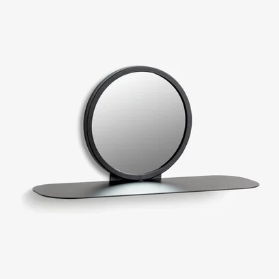 Habitat Habitat Round Wall Mirror with Shelf - Black - 20x40cm