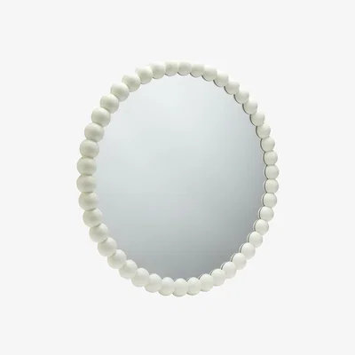 Habitat Habitat Beaded Round Wall Mirror - White - 70x70cm