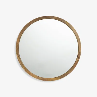 Habitat Habitat Mango Wood Round Wall Mirror - Natural - 50x50cm