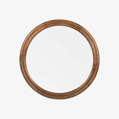 Heal's Heal's Genoa Round Wooden Wall Mirror Walnut Finish 80cm