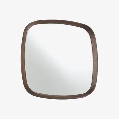 Heal's Porada Mix 4 Square Wall Mirror Canaletta Walnut Small