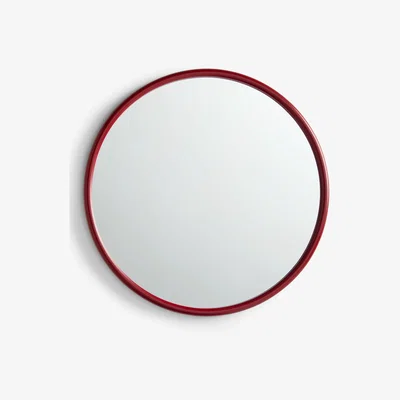 John Lewis John Lewis & Partners Round Wood Frame Wall Mirror, 90cm, Red