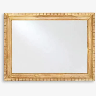 John Lewis Nkuku Nalda Rectangular Carved Reclaimed Wood Wall Mirror, 90 x 120cm, Natural