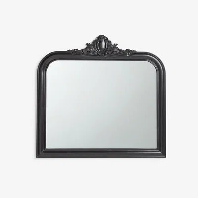 John Lewis John Lewis & Partners Carved Overmantle Mirror, 105 x 109cm, Black