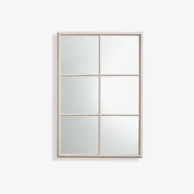 John Lewis John Lewis & Partners Rectangular Wood Frame Window Wall Mirror, 118 x 80cm, Vintage Grey