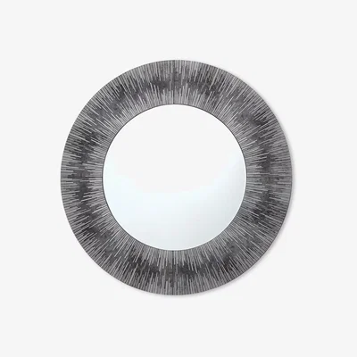John Lewis Där Neome Round Wall Mirror, 80cm, Grey/Silver