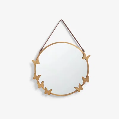 John Lewis John Lewis & Partners + Matthew Williamson Kaleidoscope Butterflies Hanging Wall Mirror, 52cm, Antique Brass