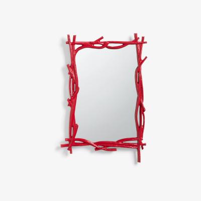John Lewis John Lewis & Partners + Matthew Williamson Twiggy Rectangular Wall Mirror, 79 x 52cm, Red
