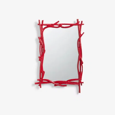 John Lewis John Lewis & Partners + Matthew Williamson Twiggy Rectangular Wall Mirror, 79 x 52cm, Red