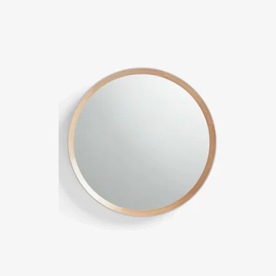 John Lewis John Lewis & Partners Savina Wood Framed Round Mirror, Dia.75cm, Oak/Grey
