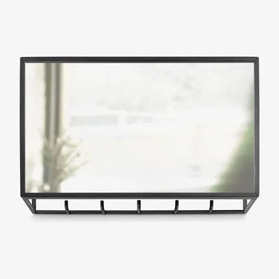 John Lewis Umbra Cubiko Wall Mirror & Organiser, 32 x 20cm, Black