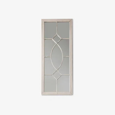 John Lewis Rectangular Decorative Metal Frame Indoor/Outdoor Wall Mirror, 105 x 43cm, White