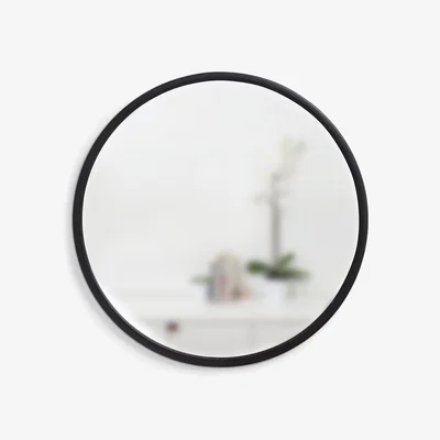 John Lewis Umbra Hub Rubber Round Mirror, 60cm, Black