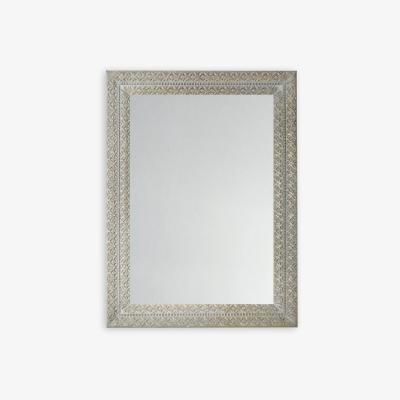 John Lewis Korba Rectangular Carved Mango Wood Frame Wall Mirror, 120 x 90cm, Grey