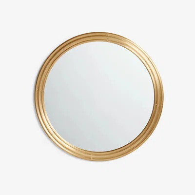 John Lewis John Lewis & Partners Round Cladded Frame Wall Mirror, 100cm, Brass