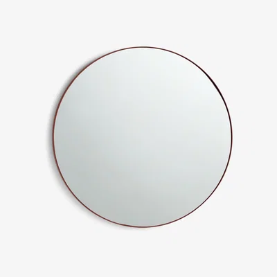 John Lewis ANYDAY John Lewis & Partners Thin Metal Frame Round Wall Mirror, 50cm, Marsala