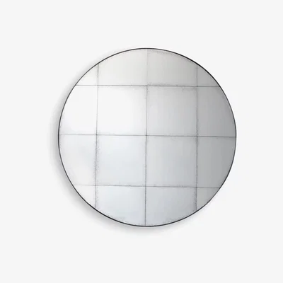 John Lewis Bastien Antiqued Glass Round Mirror, Dia.100cm, Black